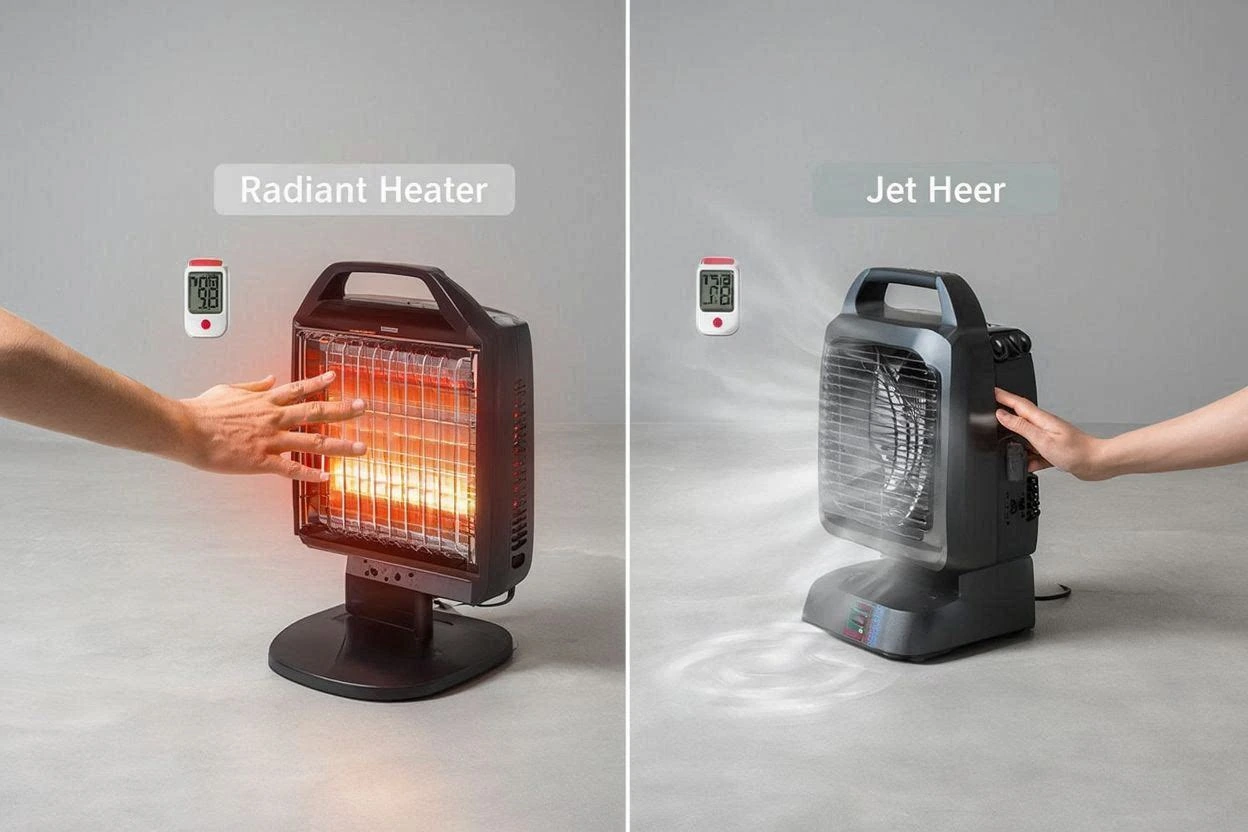 آموزش مقایسه هیتر تابشی با جت هیتر