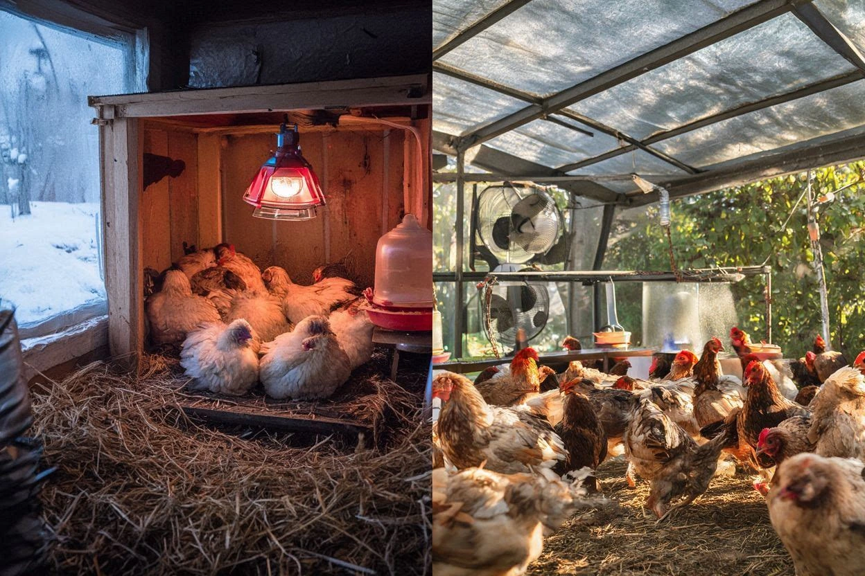 راهنمایی نکات نگهداری در فصل‌های سرد و گرم مرغداری