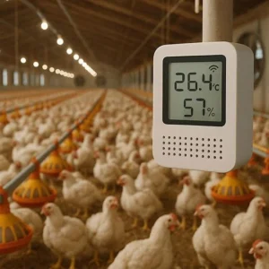 سنسور هوشمند دما و رطوبت در سالن مرغداری: کنترل دقیق محیط و افزایش بهره‌وری پرندگان